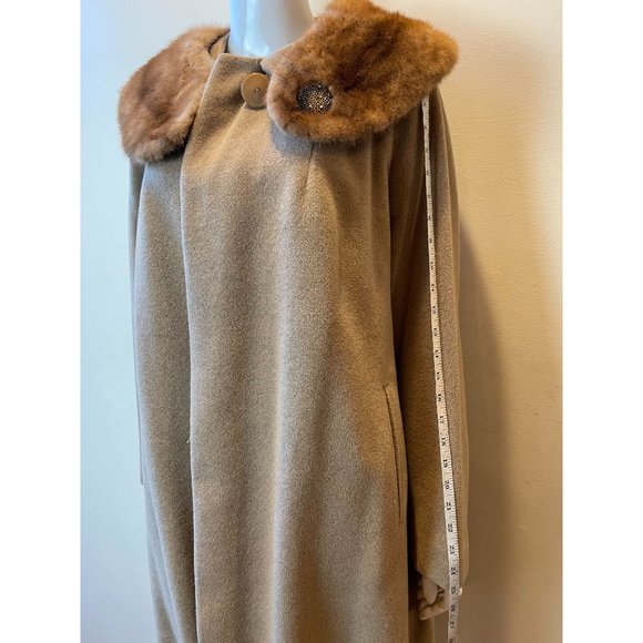 Famous Barr Vintage 1960 Womens Afghan Cashmere Coat Shagmoor Fur Collar Brown L - Picture 4 of 11